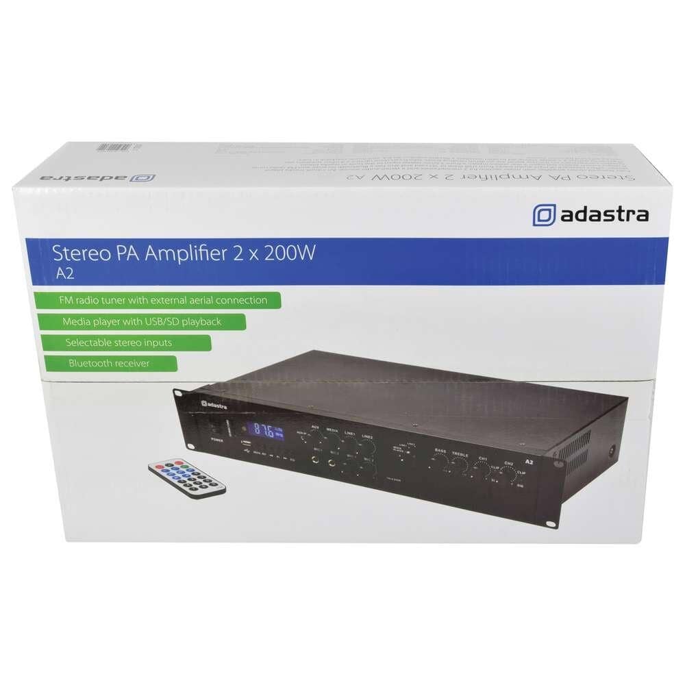 Adastra A2 2 x 200W Stereo Amplifier with FM Radio/Bluetooth & Media Player Amplifiers Adastra