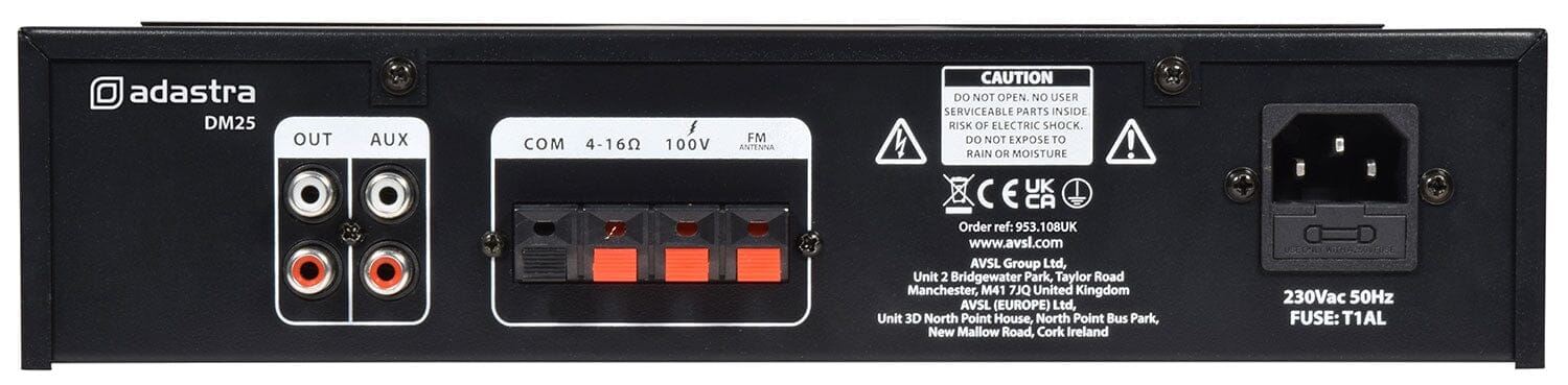 Adastra DM Series 100V Mixer Amplifier with Bluetooth 100V Amplifiers Adastra