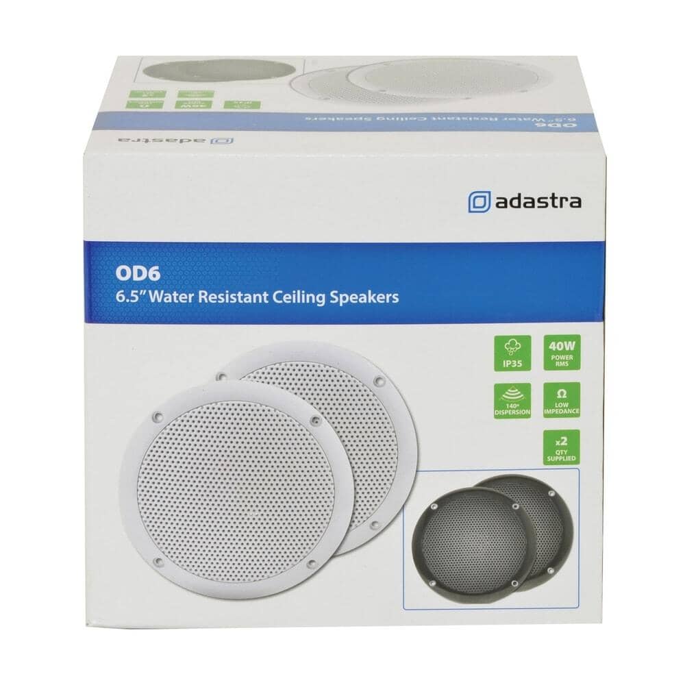 Adastra OD6-W4 100W 6.5" Bathroom In Ceiling Speakers - White (Pair) In Ceiling Speakers Adastra