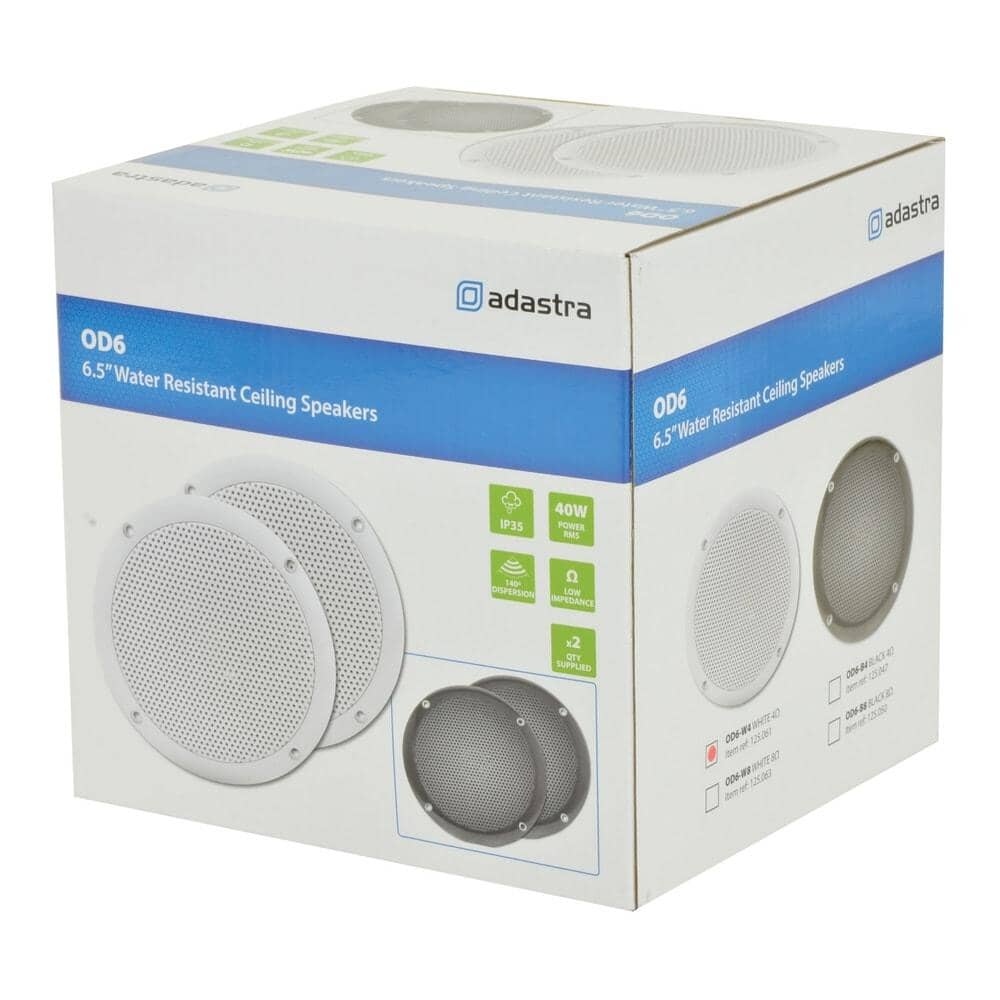 Adastra OD6-W4 100W 6.5" Bathroom In Ceiling Speakers - White (Pair) In Ceiling Speakers Adastra
