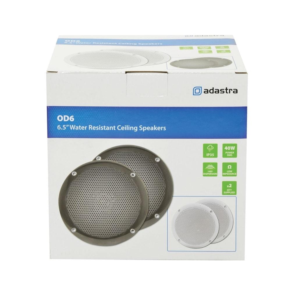 Adastra OD6-W8 100W 6.5" Bathroom In Ceiling Speakers - Black (Pair) In Ceiling Speakers Adastra