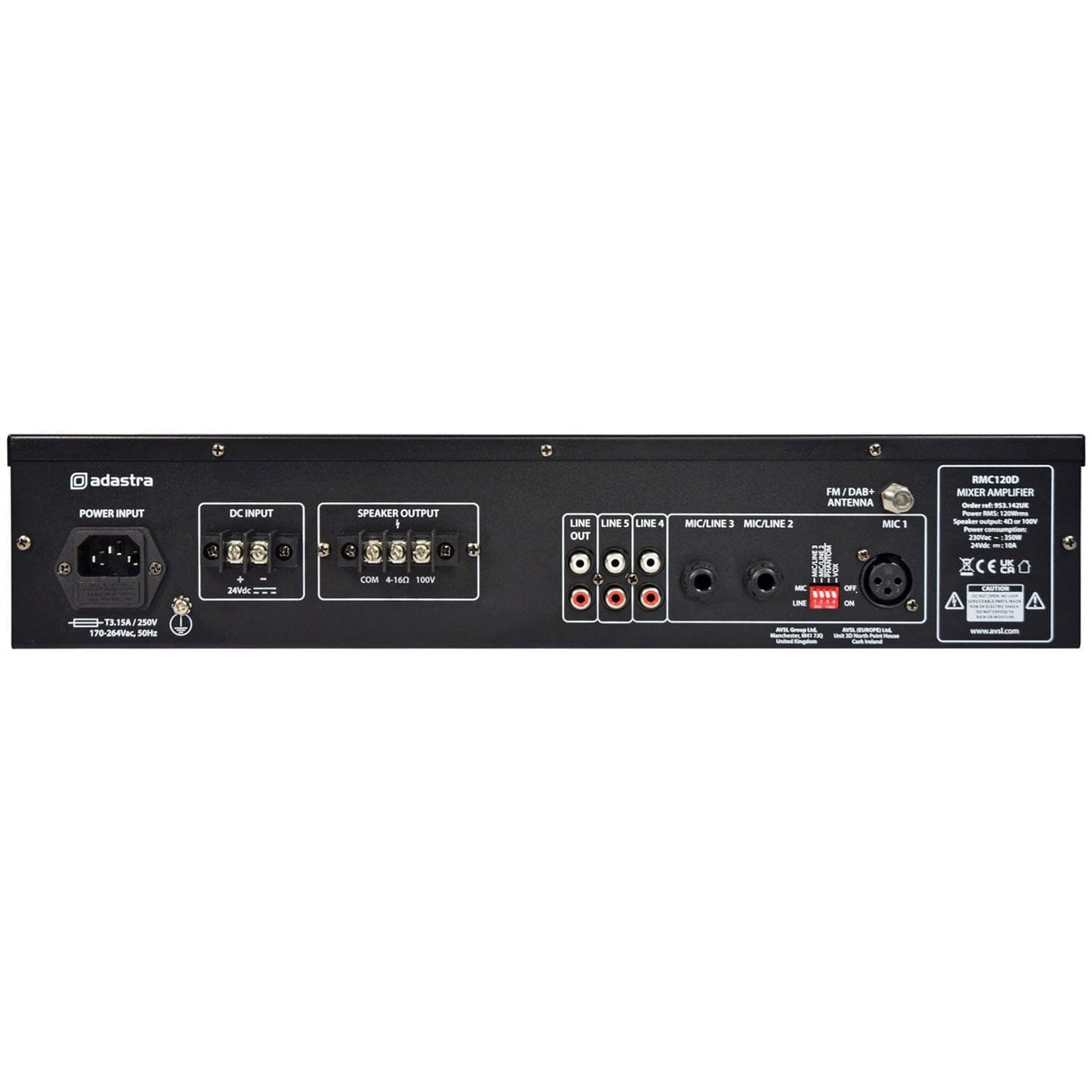 Adastra RMC Series Mixer Amplifier with CD, DAB, Bluetooth & USB 100V Amplifiers Adastra