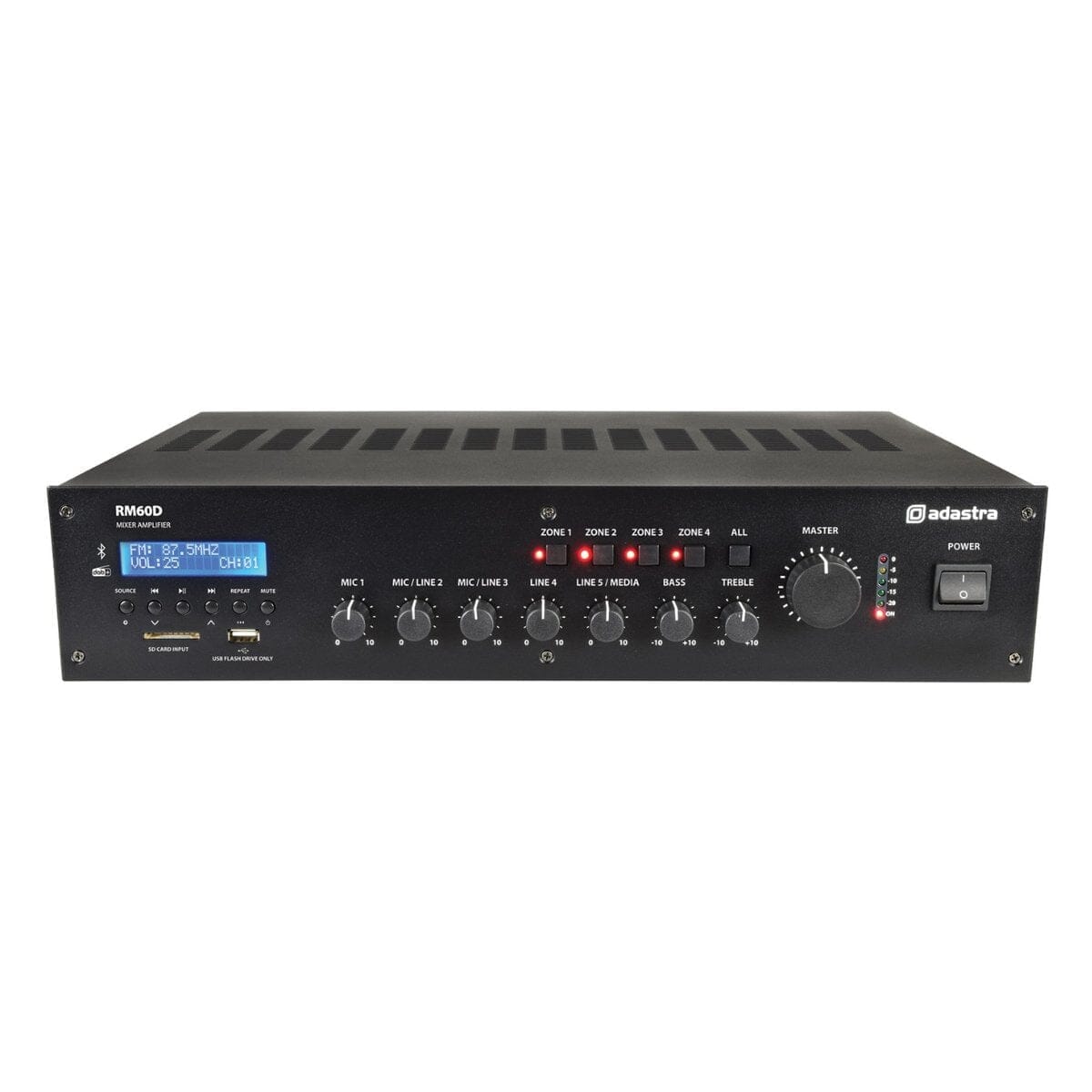 Adastra RMD Series 100V 4 Zone Mixer Amplifier with DAB+, BT, USB/SD 100V Amplifiers Adastra