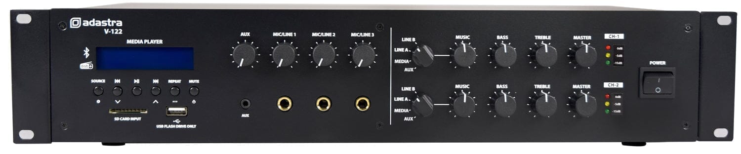 Adastra V Series Dual Zone 100V Mixer Amplifiers with DAB, Bluetooth & USB 100V Amplifiers Adastra