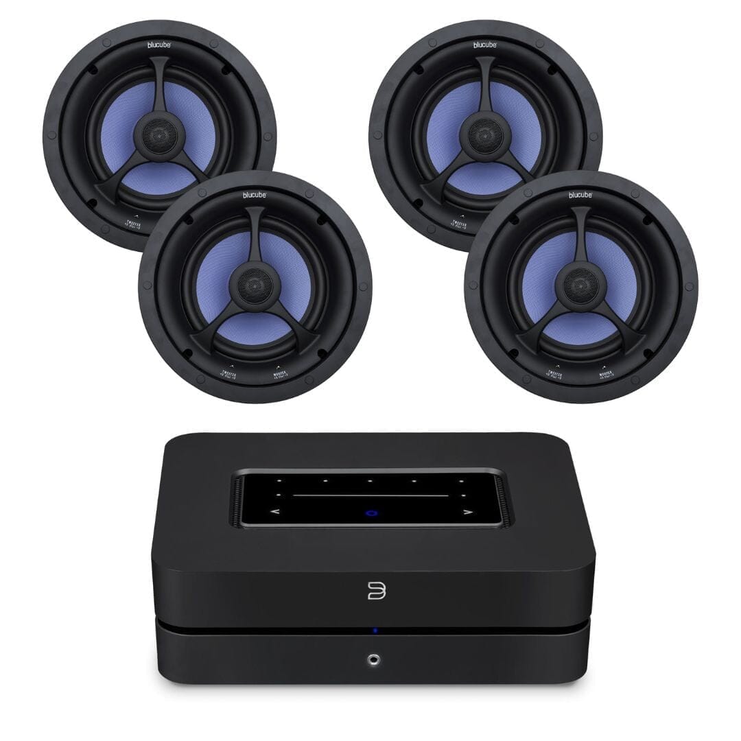 Bluesound Powernode + Blucube BCK80 8" Ceiling Speakers In Ceiling Speaker Systems Bluesound Two Pairs