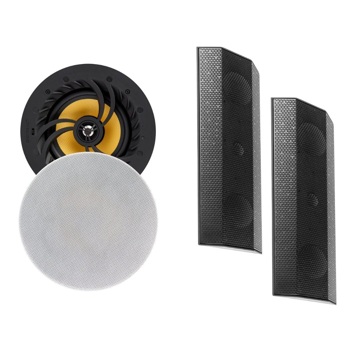 Lithe Audio Wi-Fi Ceiling Speaker + IO1 Outdoor Speaker Bundle In Ceiling Speaker Systems Lithe Audio Black