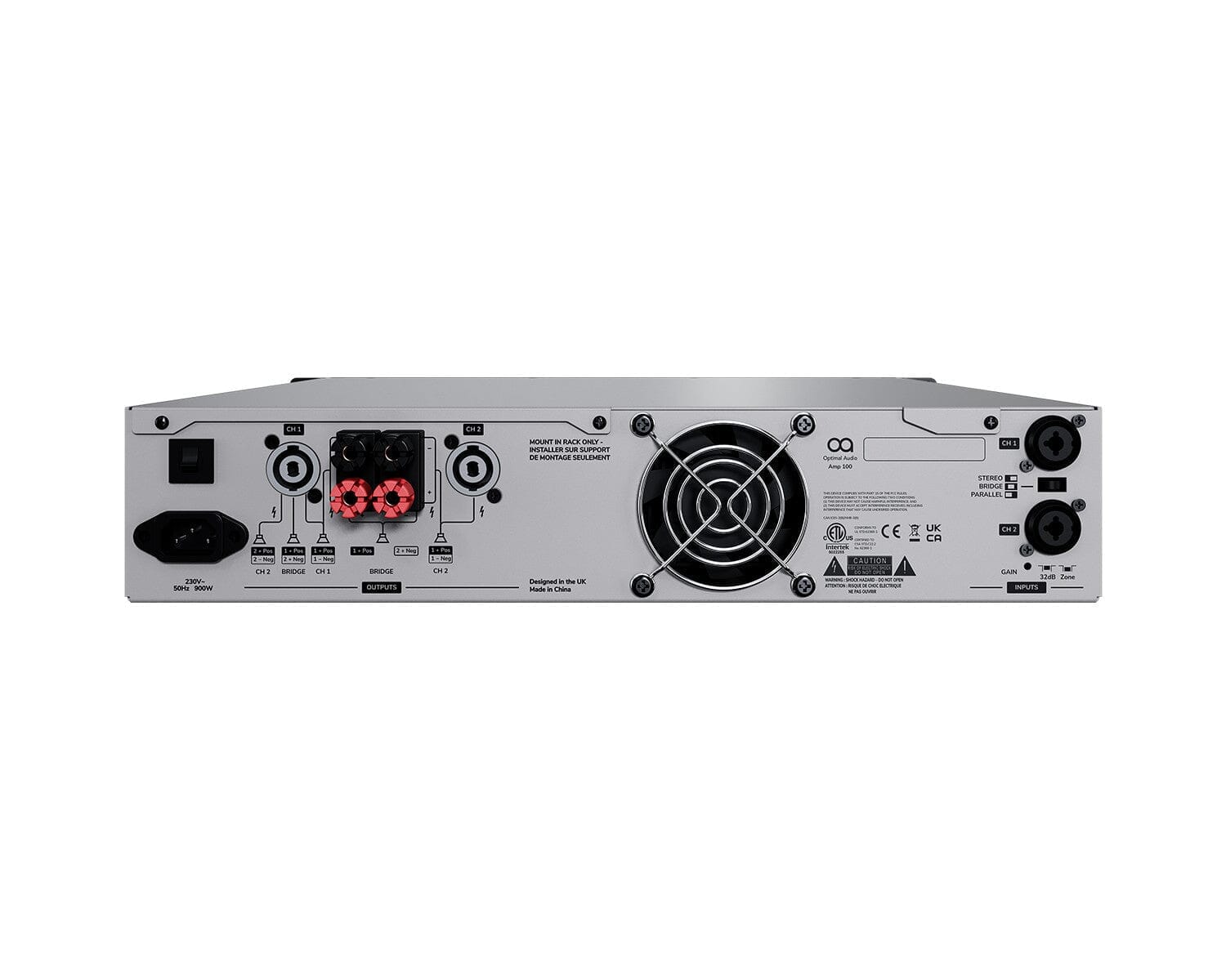 Optimal Audio Amp 100 2 x 350W Performance Power Amplifier Amplifiers Optimal Audio