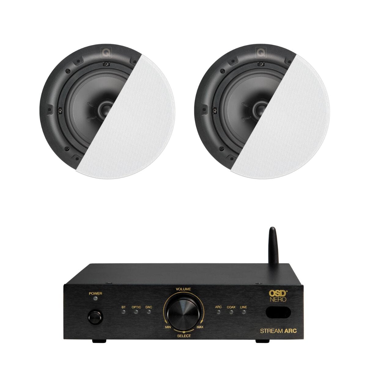 OSD Audio Nero ARC Amplifier + Q Acoustics QI65C 6.5" Ceiling Speakers In Ceiling Speaker Systems OSD Audio / Q Acoustics One Pair