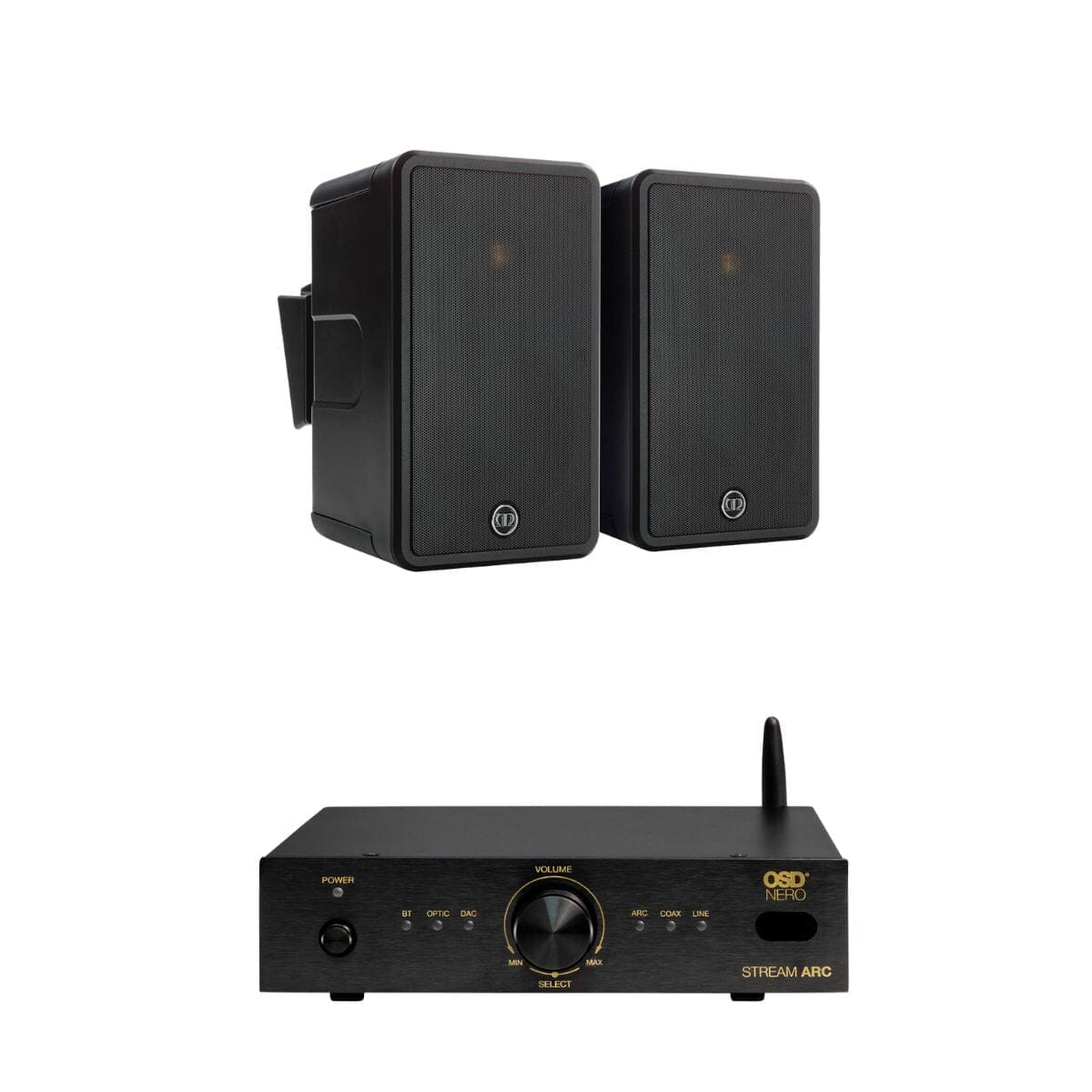 OSD Audio Nero Stream ARC Amplifier + Monitor Audio Climate 50 Outdoor Speakers Outdoor Speaker Systems OSD Audio One Pair Black