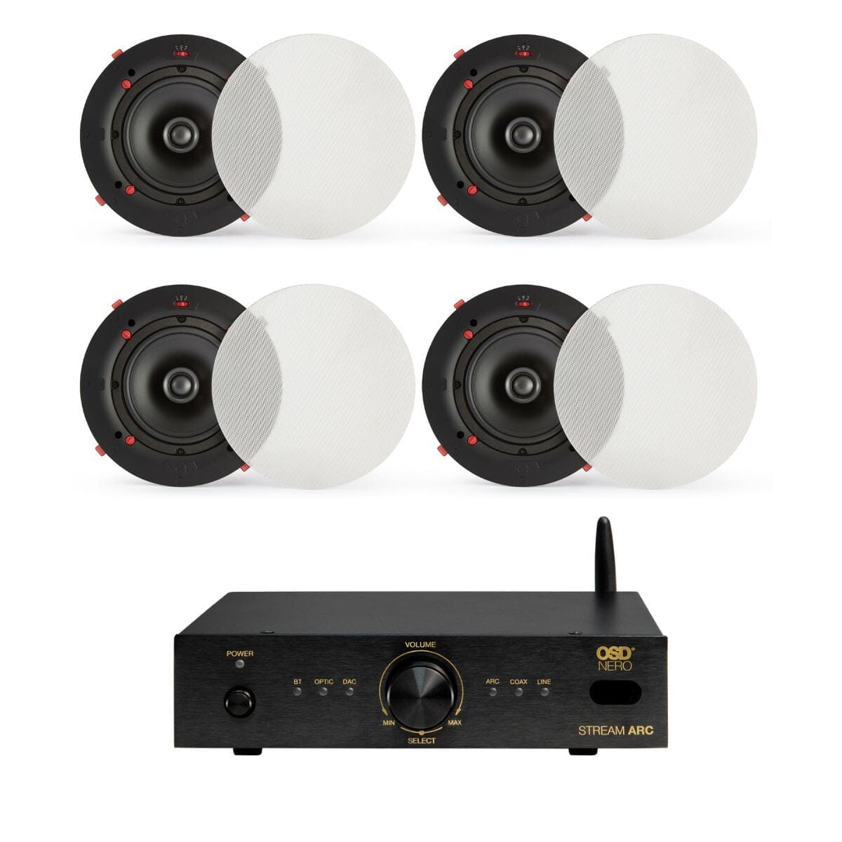 OSD Audio Nero Stream ARC + QI65CE 6.5" Ceiling Speaker System with Bluetooth & HDMI In Ceiling Speaker Systems OSD Audio / Q Acoustics Two Pairs