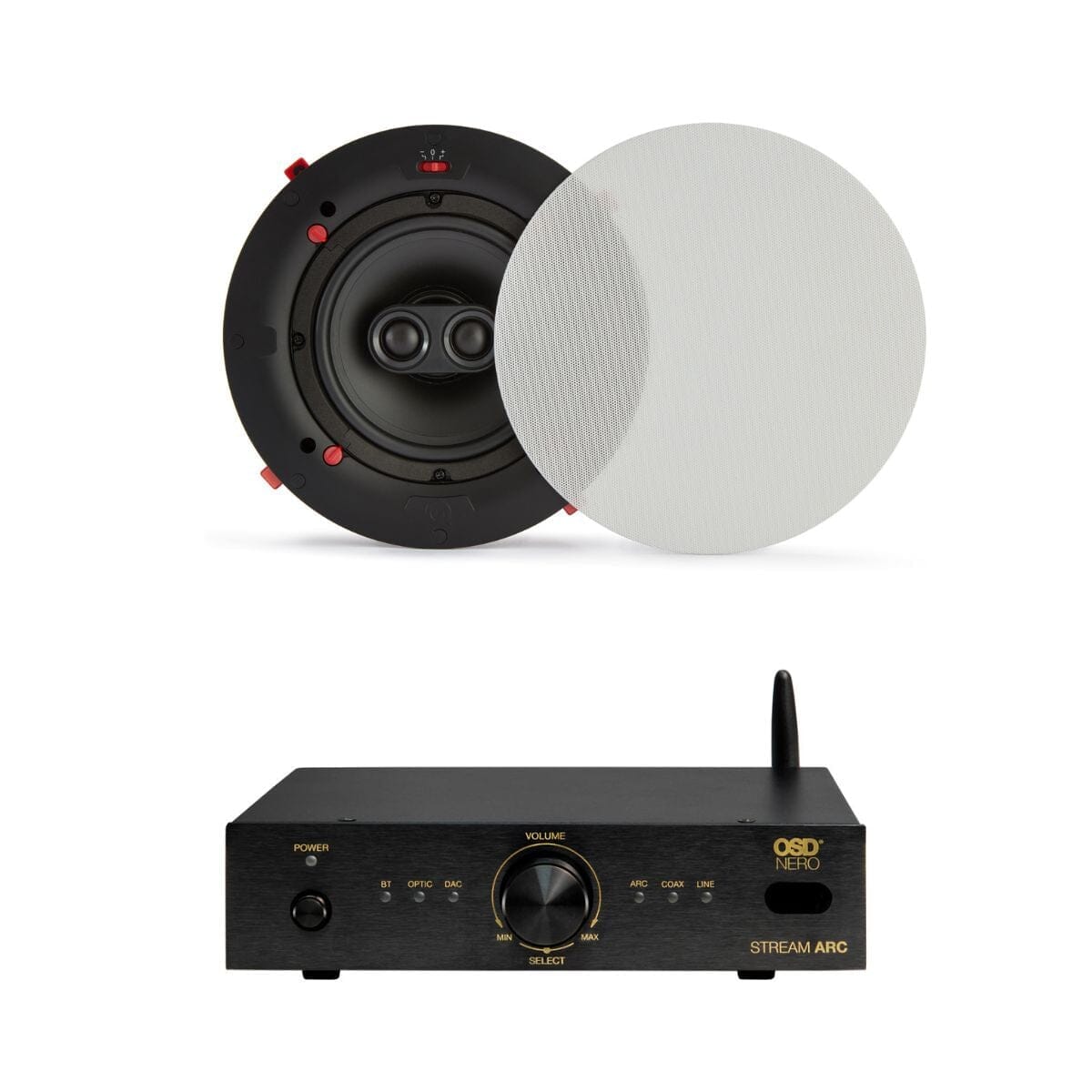 OSD Audio Nero Stream ARC + QI65CWE 6.5" Bathroom Ceiling Speaker System with Bluetooth In Ceiling Speaker Systems OSD Audio / Q Acoustics Single Stereo