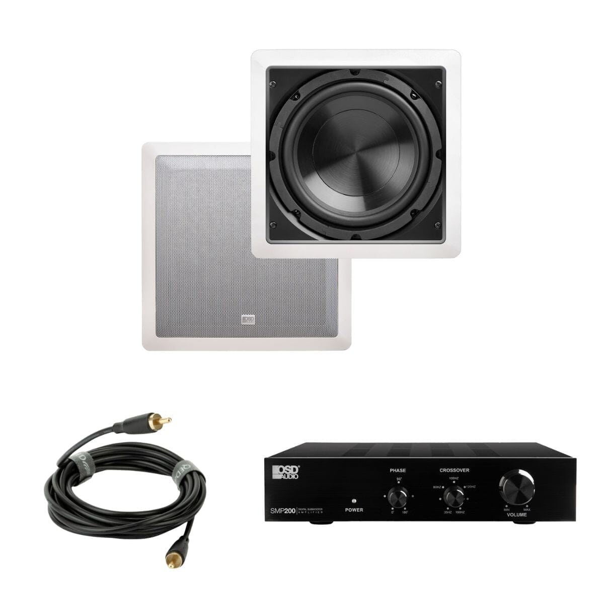 OSD Audio SMP200 + IWS8 8" In Wall Subwoofer Package - 200W Subwoofers OSD Audio
