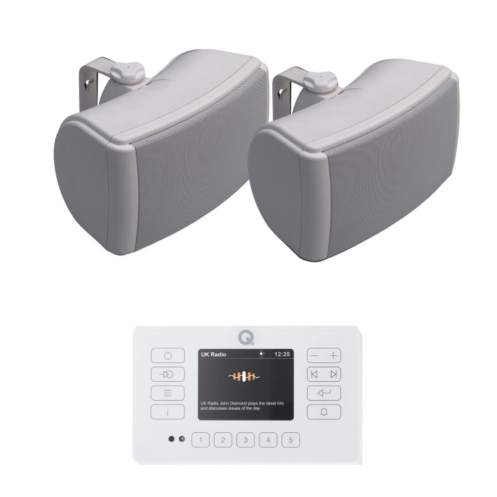 Q Acoustics E120 4.5" Outdoor Speaker System with Bluetooth & DAB Radio (Pair) Outdoor Speaker Systems Q Acoustics White White
