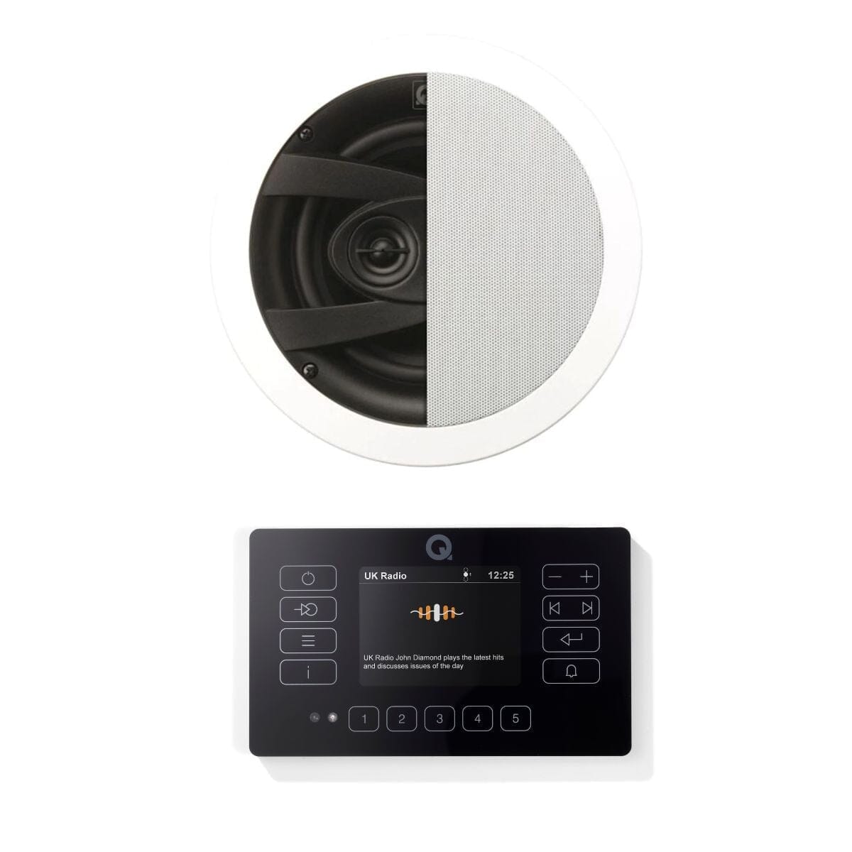 Q Acoustics E120 Bathroom Bluetooth Ceiling Speaker System with DAB Radio In Ceiling Speaker Systems Q Acoustics Black Single