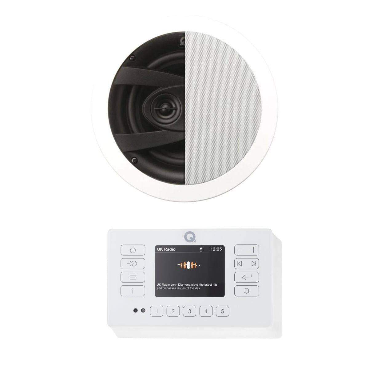 Q Acoustics E120 Bathroom Bluetooth Ceiling Speaker System with DAB Radio In Ceiling Speaker Systems Q Acoustics White Single