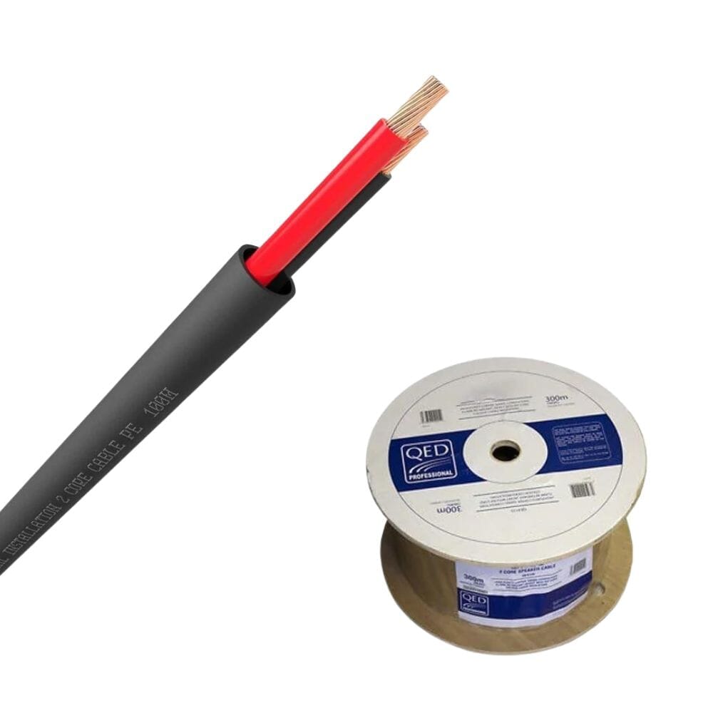 QED QX16/2 - 2 Core Outdoor Speaker Cable - Black (300m) Cables QED