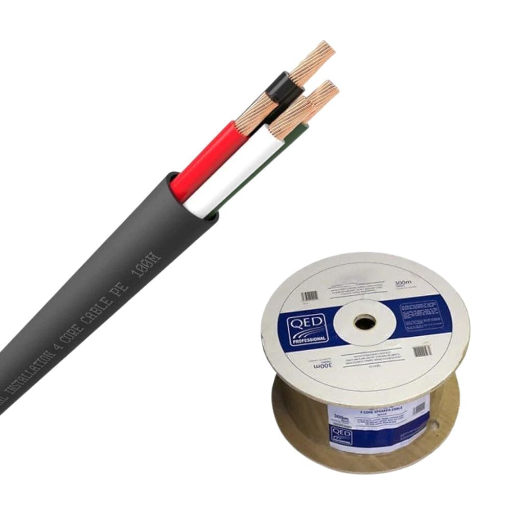 QED QX16/4 - 4 Core Outdoor Speaker Cable - Black (300m) Cables QED