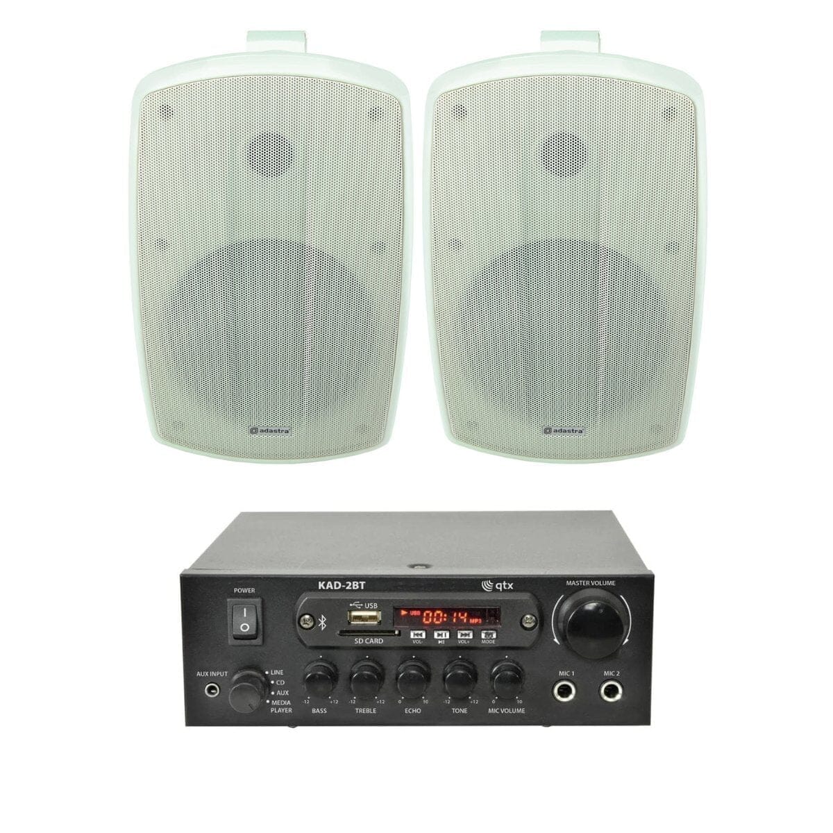 QTX KAD-2BT 6.5" Outdoor Speaker System with Bluetooth & FM Radio Outdoor Speaker Systems QTX White