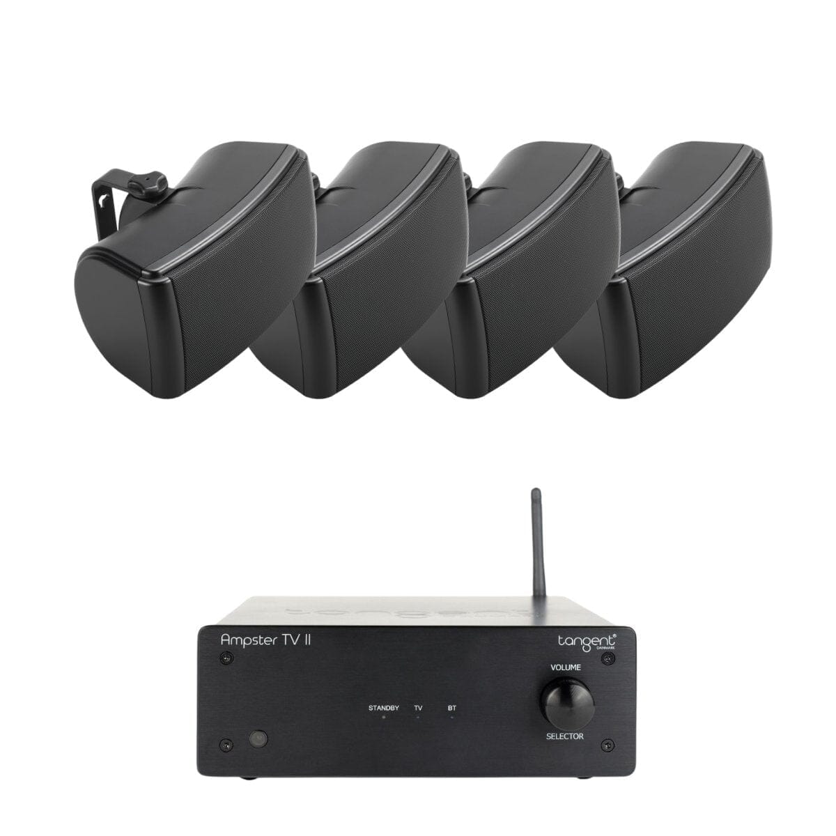 Tangent Ampster + Q Acoustics QI45EW 4.5" Outdoor Speakers Outdoor Speaker Systems Tangent Two Pairs Black