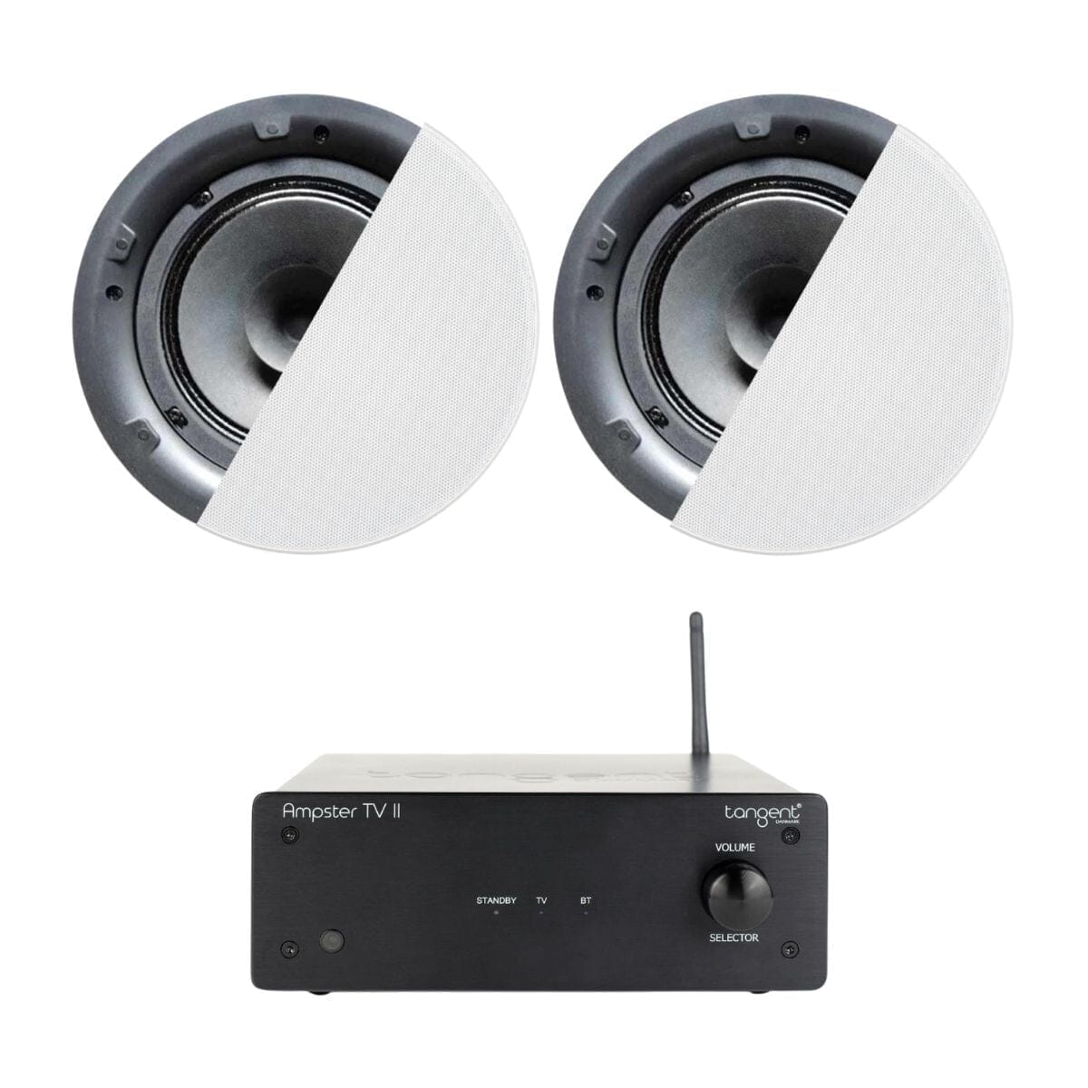 Tangent Ampster TV II 6.5" Bluetooth Ceiling Speaker System with HDMI In Ceiling Speaker Systems Tangent One Pair Standard