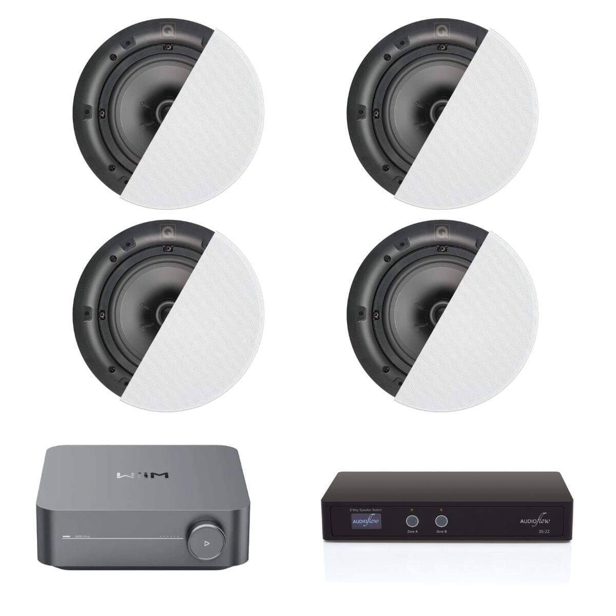WiiM AMP + Q Acoustics QI65C Dual Zone Ceiling Speaker System In Ceiling Speaker Systems WiiM / Q Acoustics