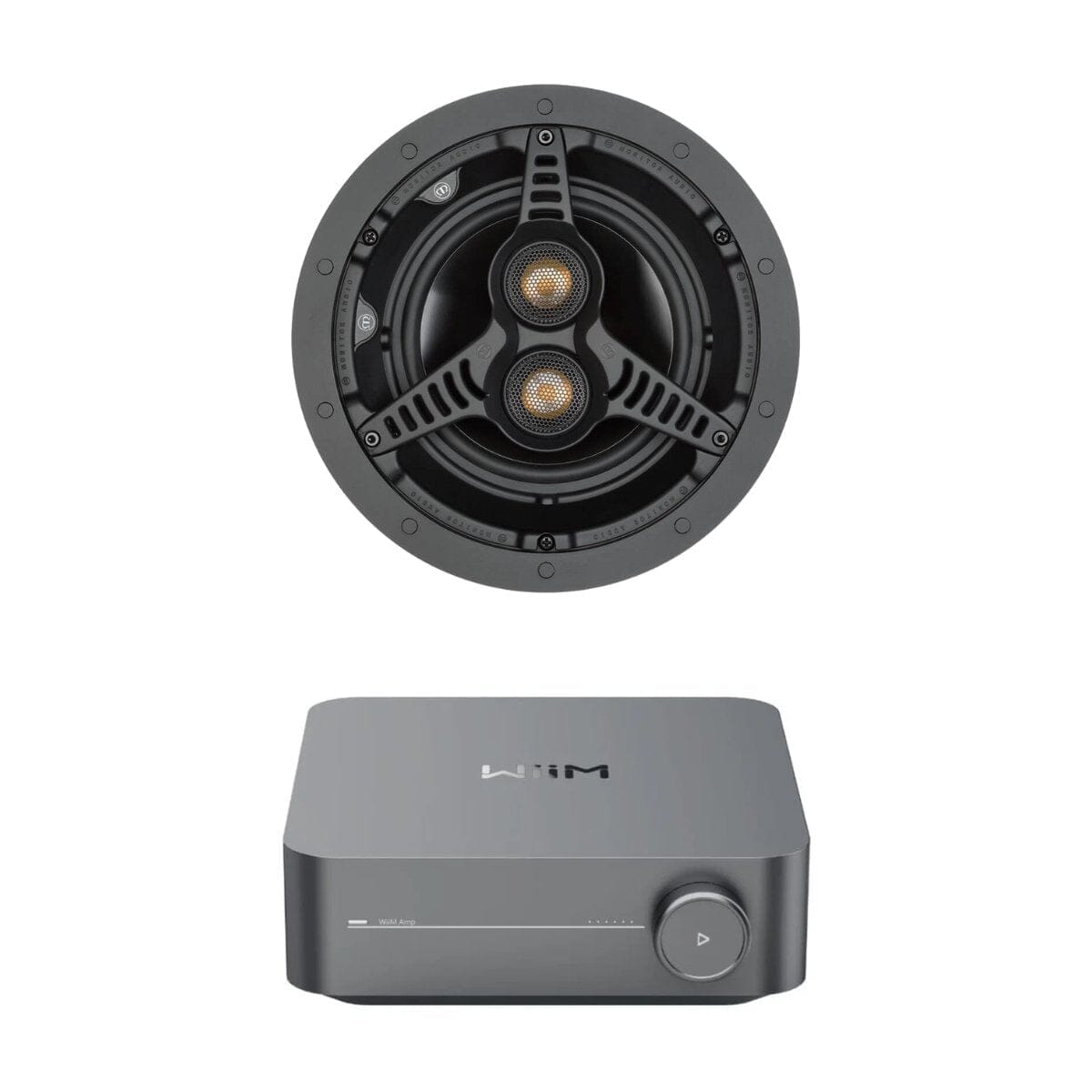 WiiM AMP Wi-Fi & Bluetooth Amplifier + Monitor Audio C165-T2 6.5" Stereo Ceiling Speaker In Ceiling Speaker Systems WiiM / Monitor Audio