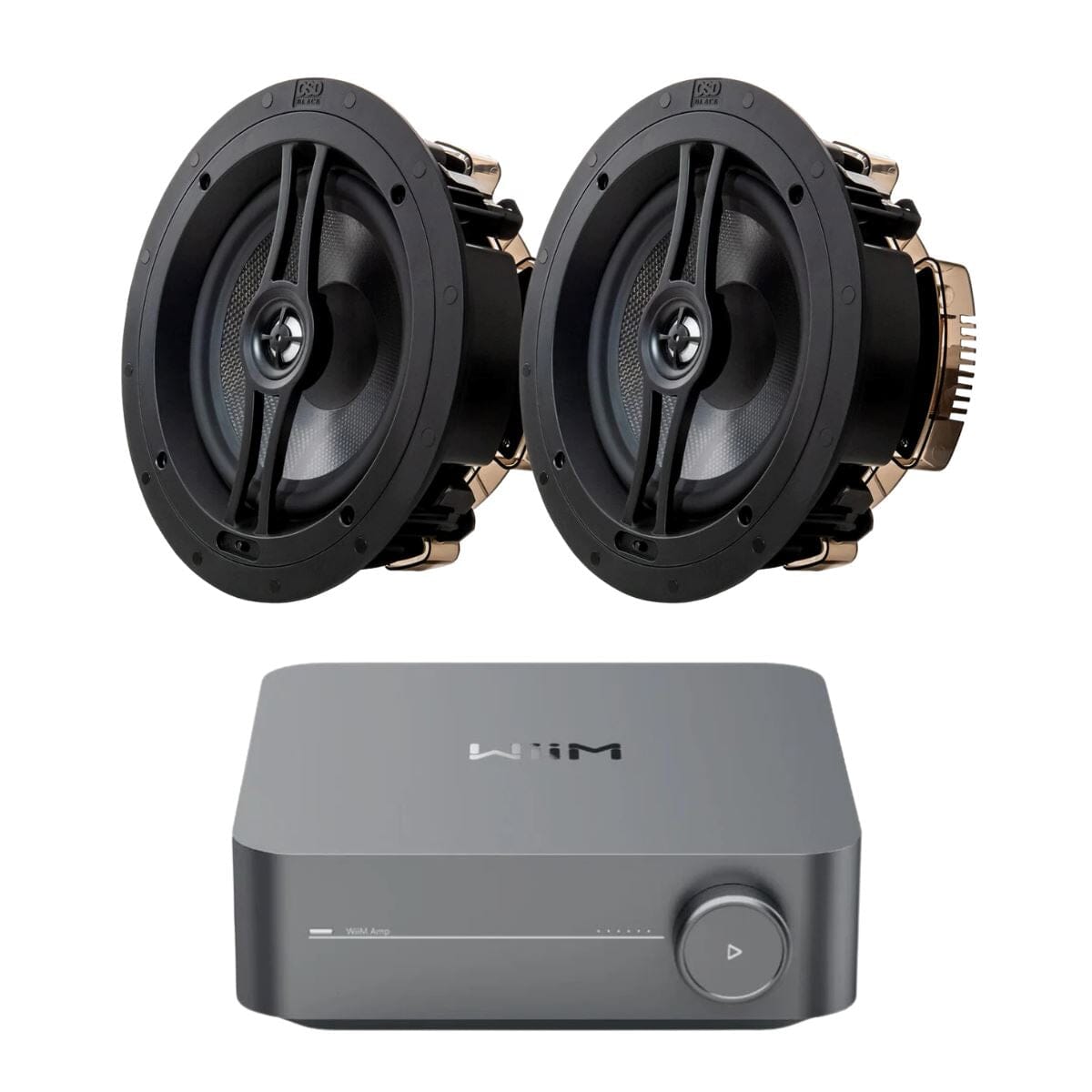 WiiM AMP Wi-Fi & Bluetooth Amplifier + OSD Audio Black Series R83 8" Ceiling Speakers In Ceiling Speaker Systems WiiM / OSD Audio One Pair
