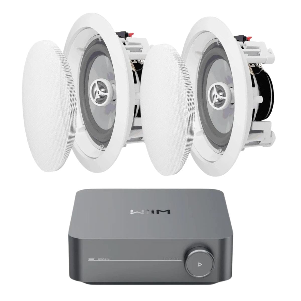 WiiM AMP Wi-Fi & Bluetooth Amplifier + OSD Audio ICE600WRS 6.5" Water Resistant Ceiling Speakers In Ceiling Speaker Systems WiiM / OSD Audio