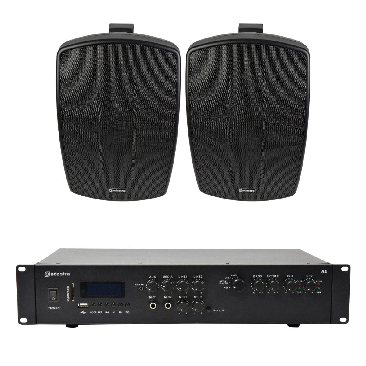 Adastra A2 Stereo Amplifier + BH6 6.5" Outdoor Speakers Outdoor Speaker Systems Adastra Black One Pair 