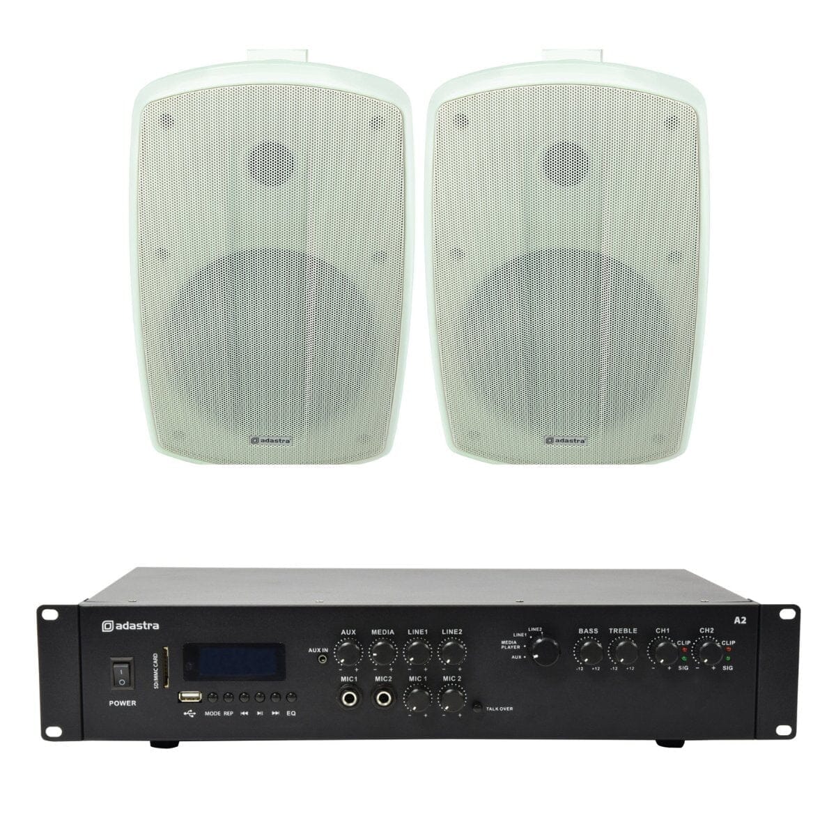Adastra A2 Stereo Amplifier + BH6 6.5" Outdoor Speakers Outdoor Speaker Systems Adastra White One Pair 