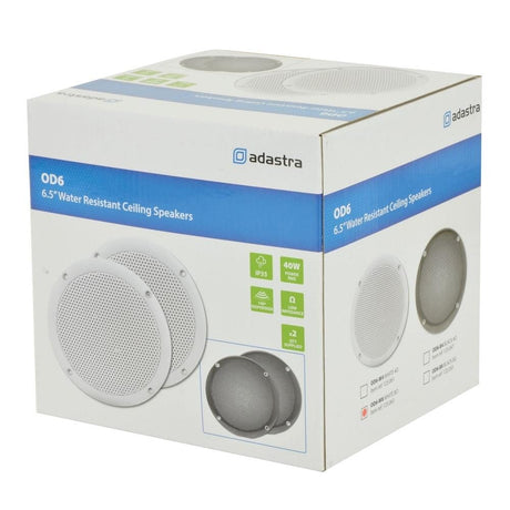 Adastra OD6-W8 100W 6.5" Bathroom In Ceiling Speakers - White (Pair) In Ceiling Speakers Adastra 