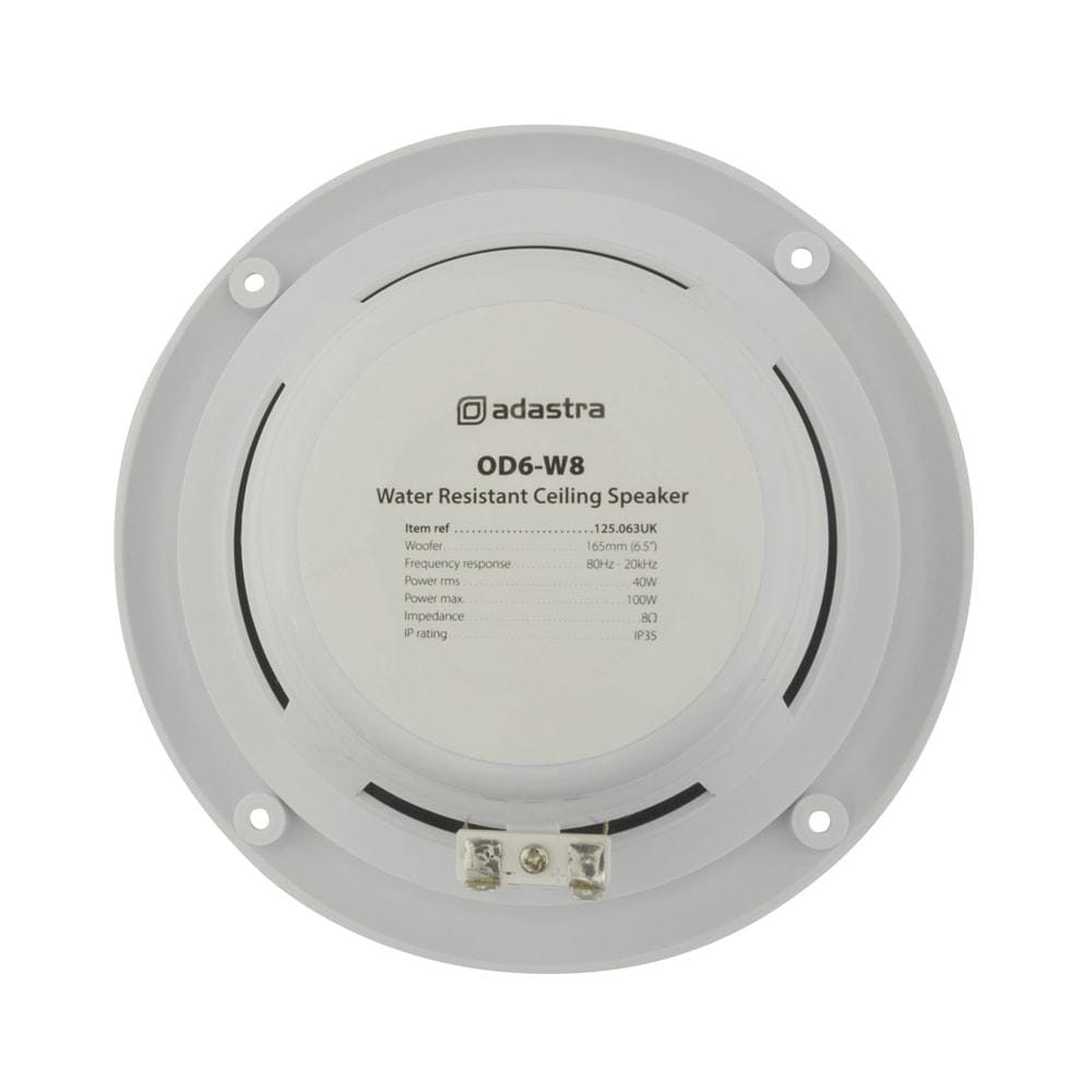 Adastra OD6-W8 100W 6.5" Bathroom In Ceiling Speakers - White (Pair) In Ceiling Speakers Adastra 