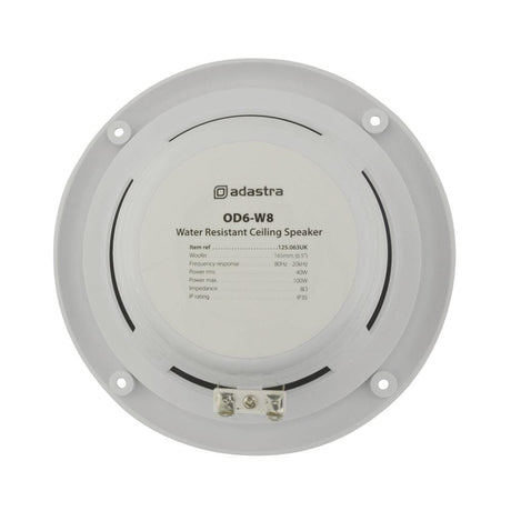 Adastra OD6-W8 100W 6.5" Bathroom In Ceiling Speakers - White (Pair) In Ceiling Speakers Adastra 