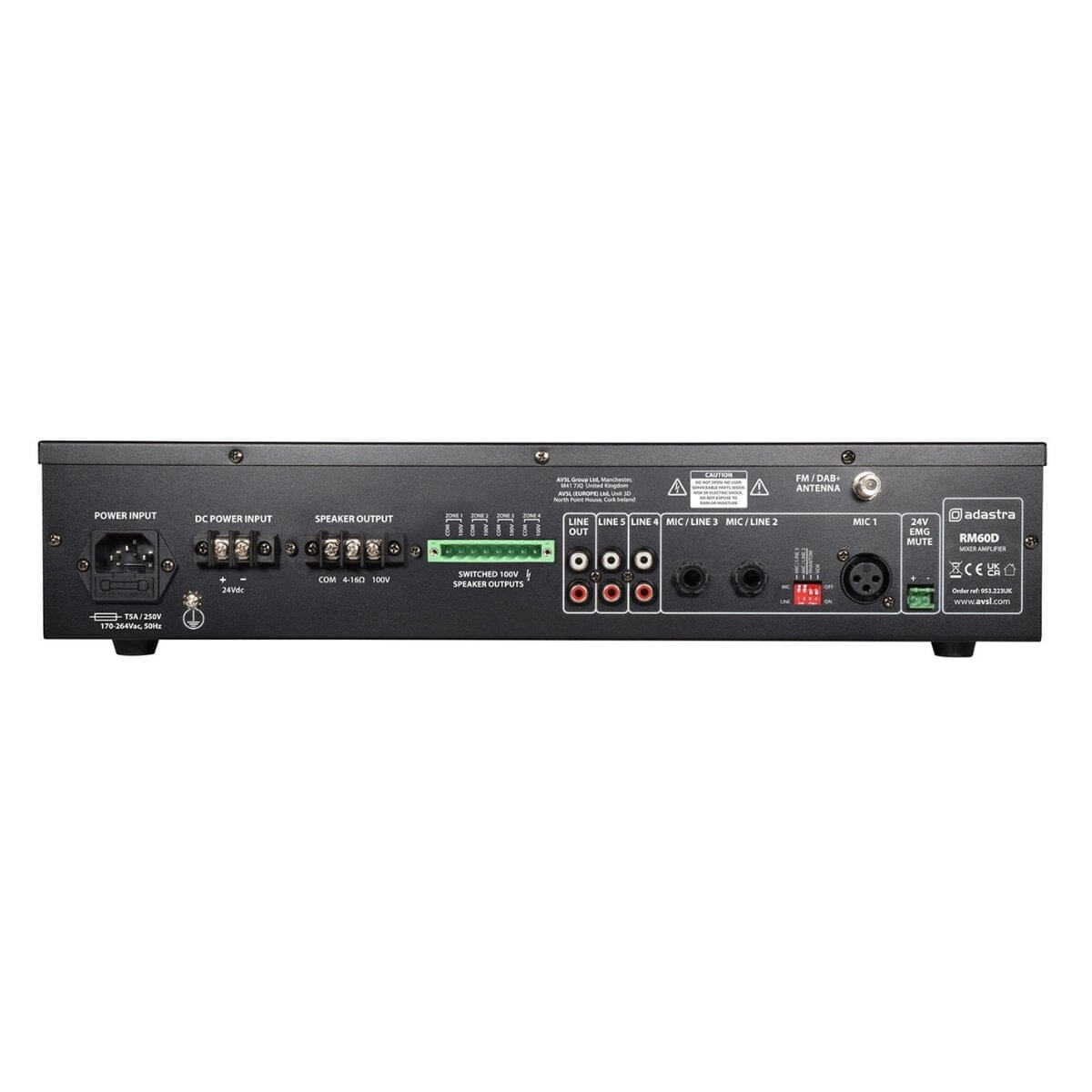 Adastra RMD Series 100V 4 Zone Mixer Amplifier with DAB+, BT, USB/SD 100V Amplifiers Adastra 