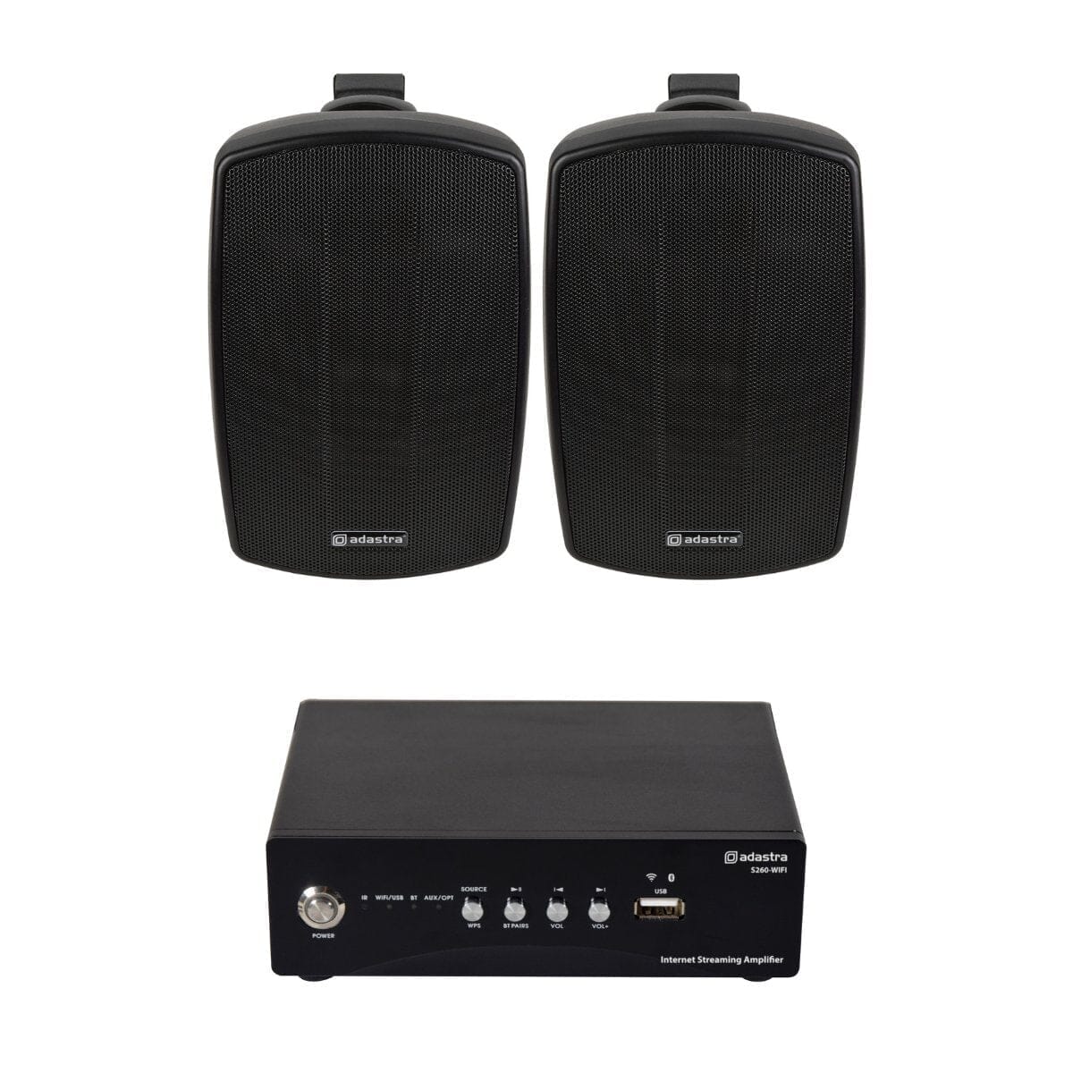 Adastra S260 Wi-Fi & Bluetooth 4" Outdoor Speaker System Outdoor Speaker Systems Adastra One Pair Black 