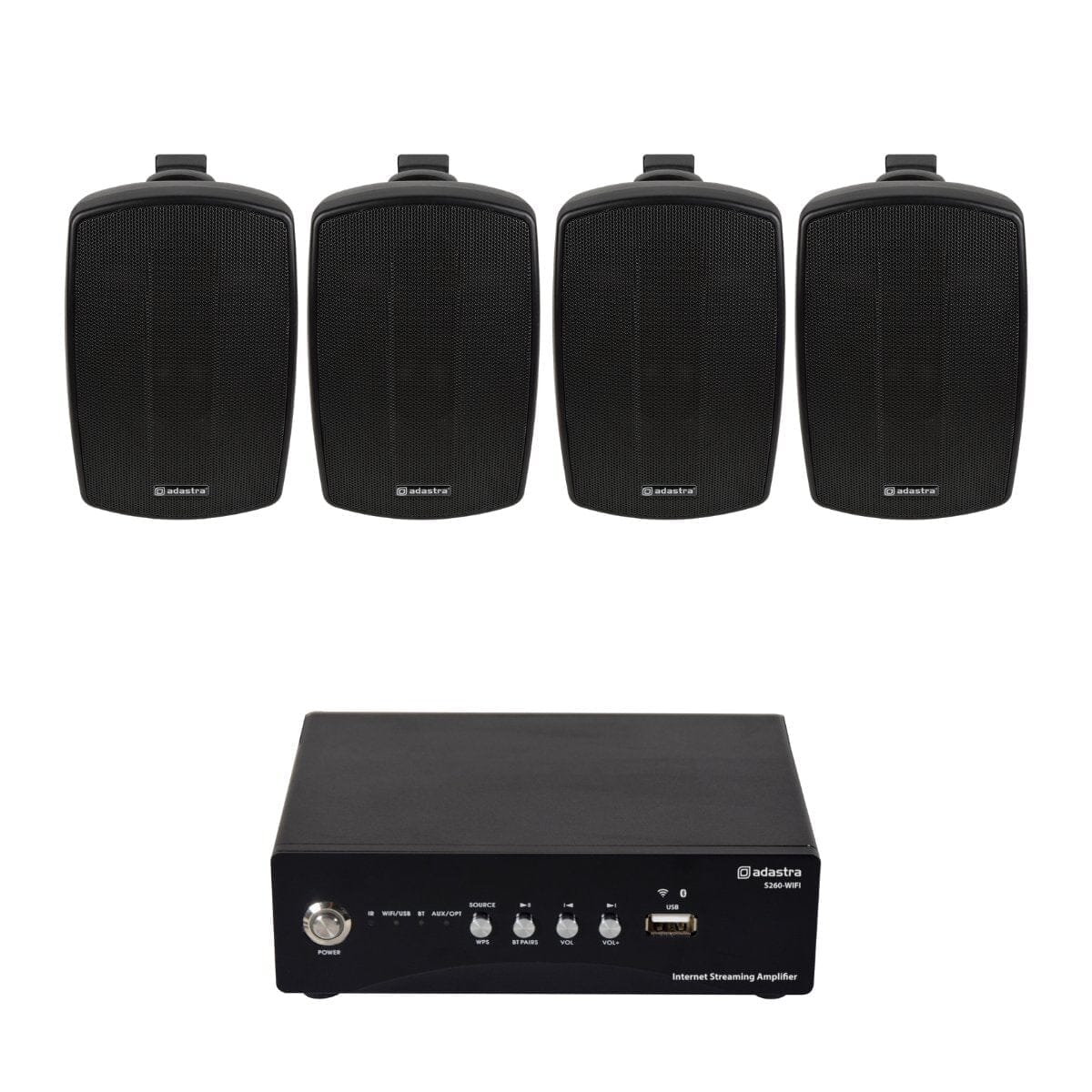 Adastra S260 Wi-Fi & Bluetooth 4" Outdoor Speaker System Outdoor Speaker Systems Adastra Two Pairs Black 