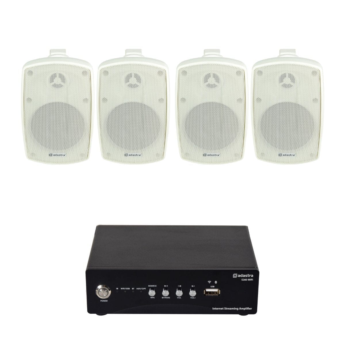 Adastra S260 Wi-Fi & Bluetooth 4" Outdoor Speaker System Outdoor Speaker Systems Adastra Two Pairs White 