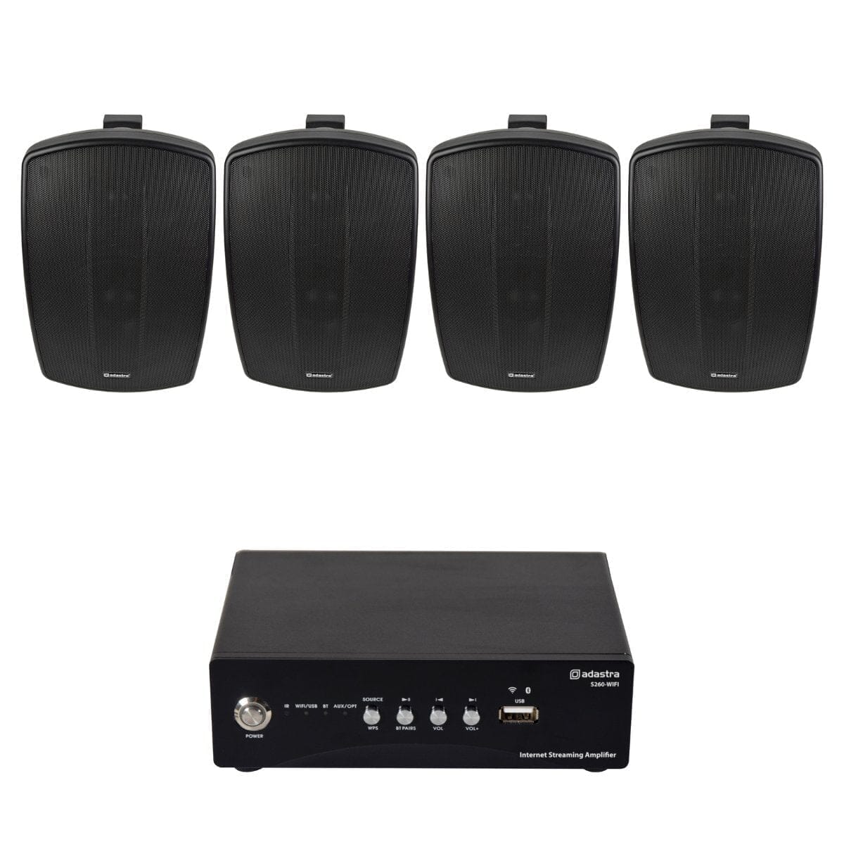 Adastra S260 Wi-Fi & Bluetooth 6.5" Outdoor Speaker System Outdoor Speaker Systems Adastra Two Pairs Black 