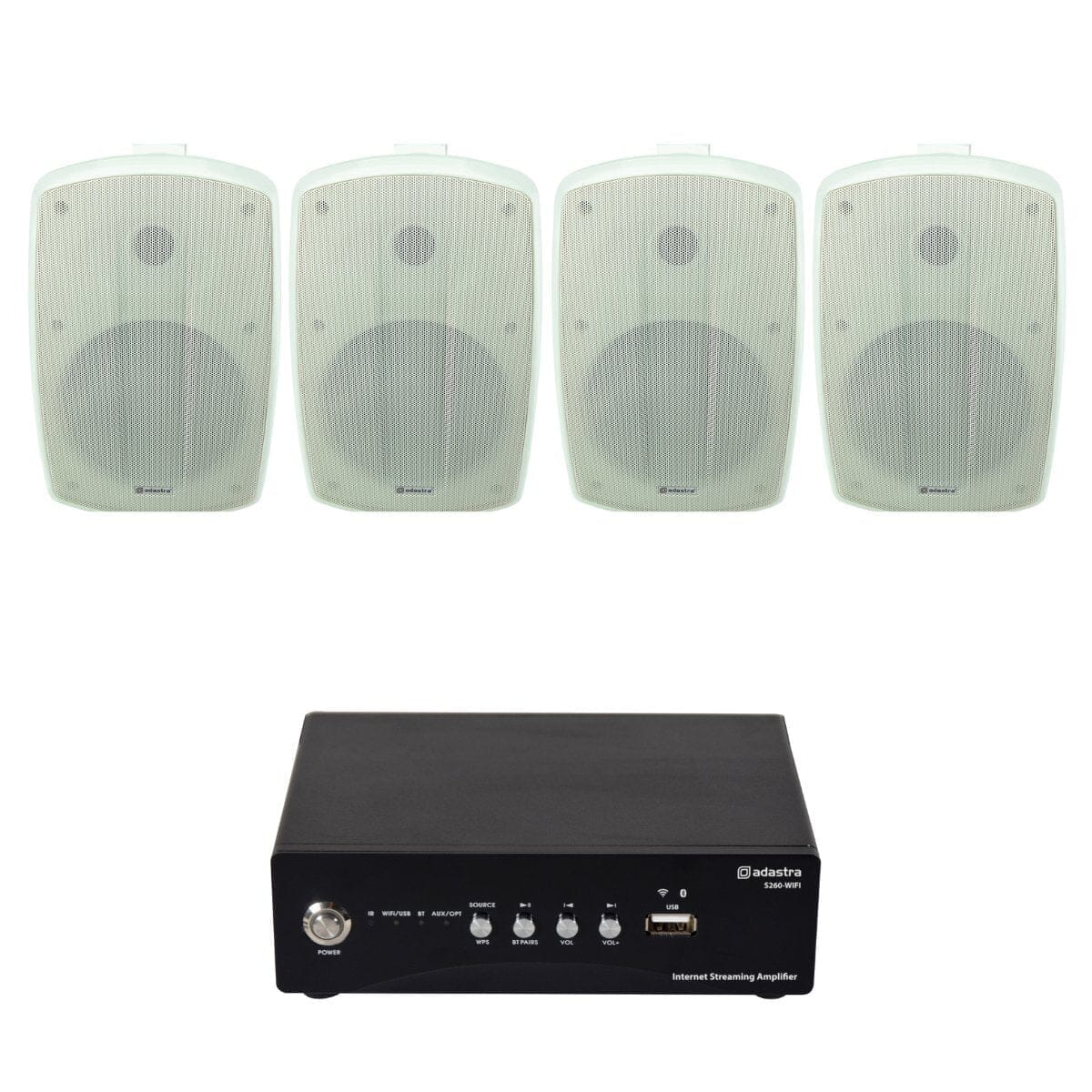 Adastra S260 Wi-Fi & Bluetooth 6.5" Outdoor Speaker System Outdoor Speaker Systems Adastra Two Pairs White 