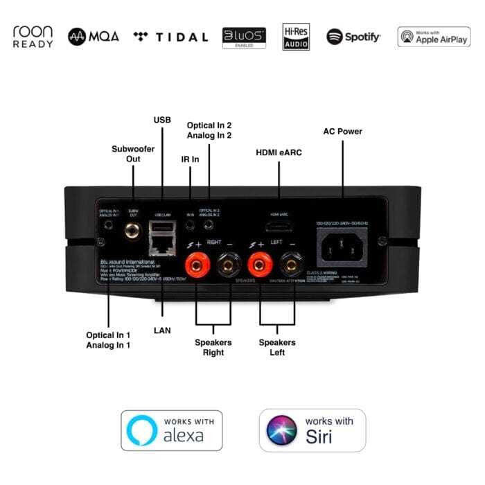 Bluesound POWERNODE 160W 2 Channel Wireless Streaming Amplifier Amplifiers Bluesound 