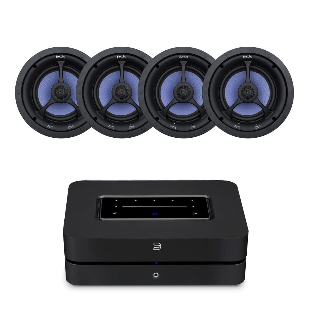 Bluesound Powernode + Blucube BCK65 6.5" Ceiling Speakers In Ceiling Speaker Systems Bluesound Two Pairs 