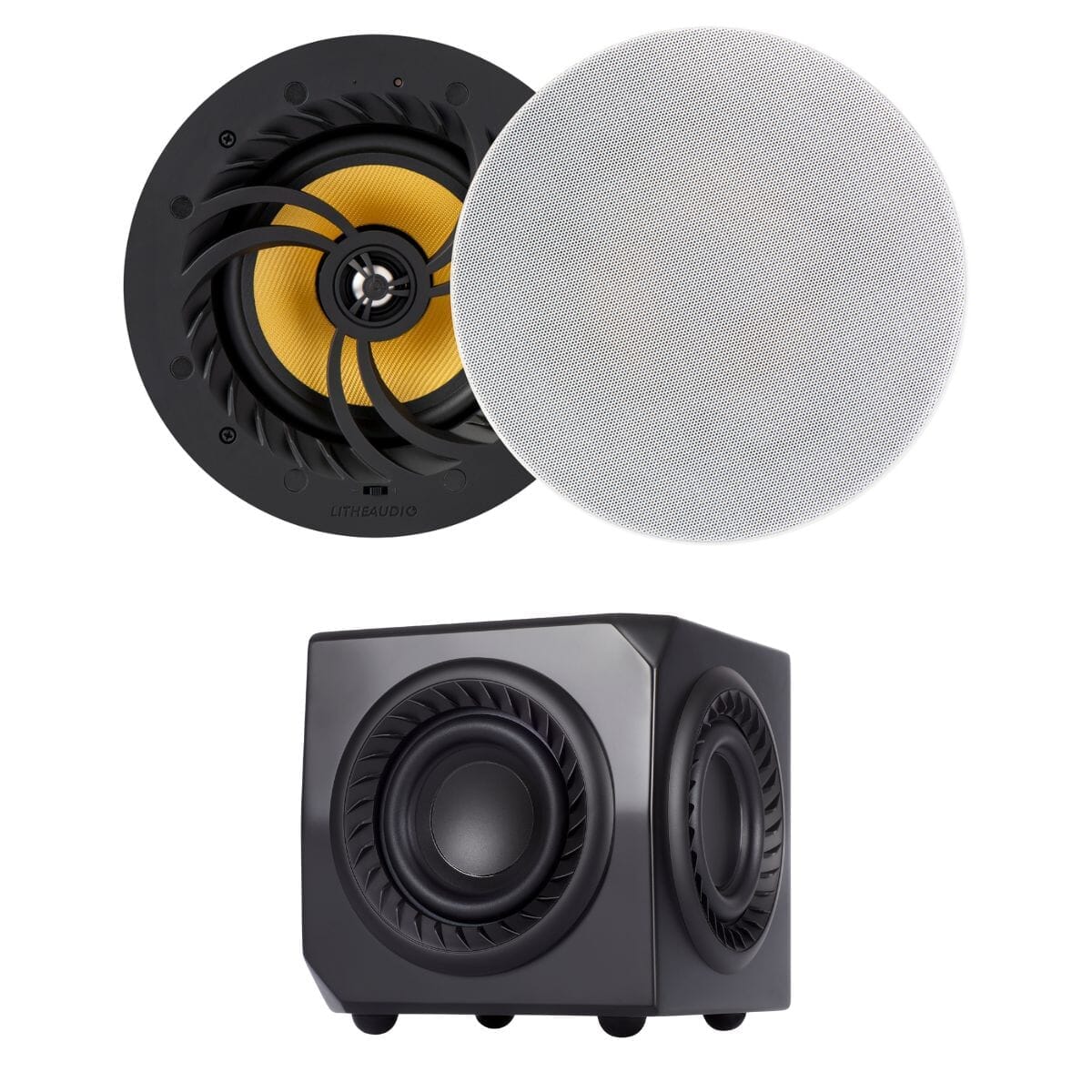 Lithe Audio 6.5" Wi-Fi Ceiling Speakers & Subwoofer Bundle In Ceiling Speaker Systems Lithe Audio Pair 