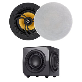 Lithe Audio 6.5" Wi-Fi Ceiling Speakers & Subwoofer Bundle In Ceiling Speaker Systems Lithe Audio Pair 