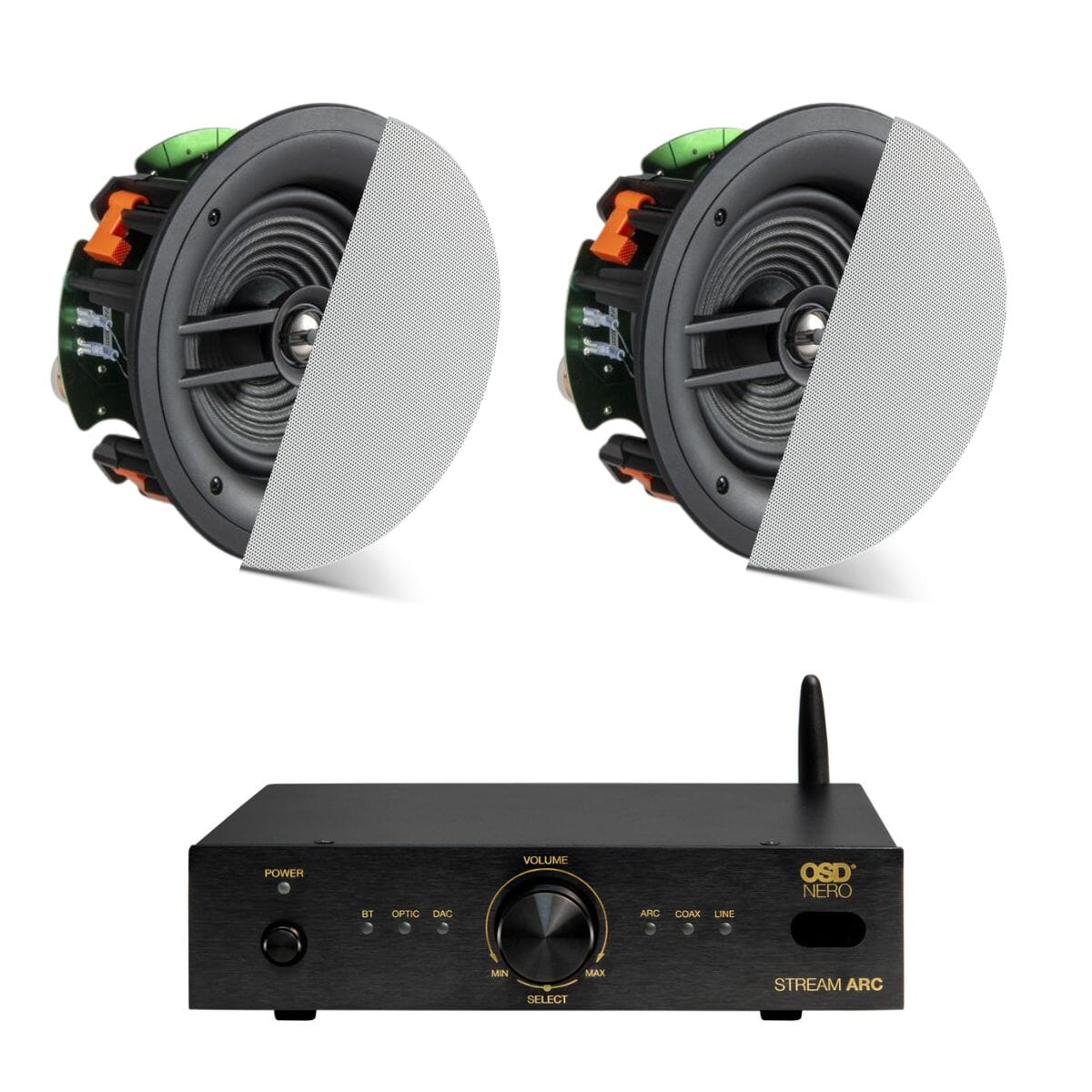 OSD Audio Nero ARC Amplifier + JBL Stage 280C 8" Ceiling Speakers In Ceiling Speaker Systems OSD Audio / JBL 