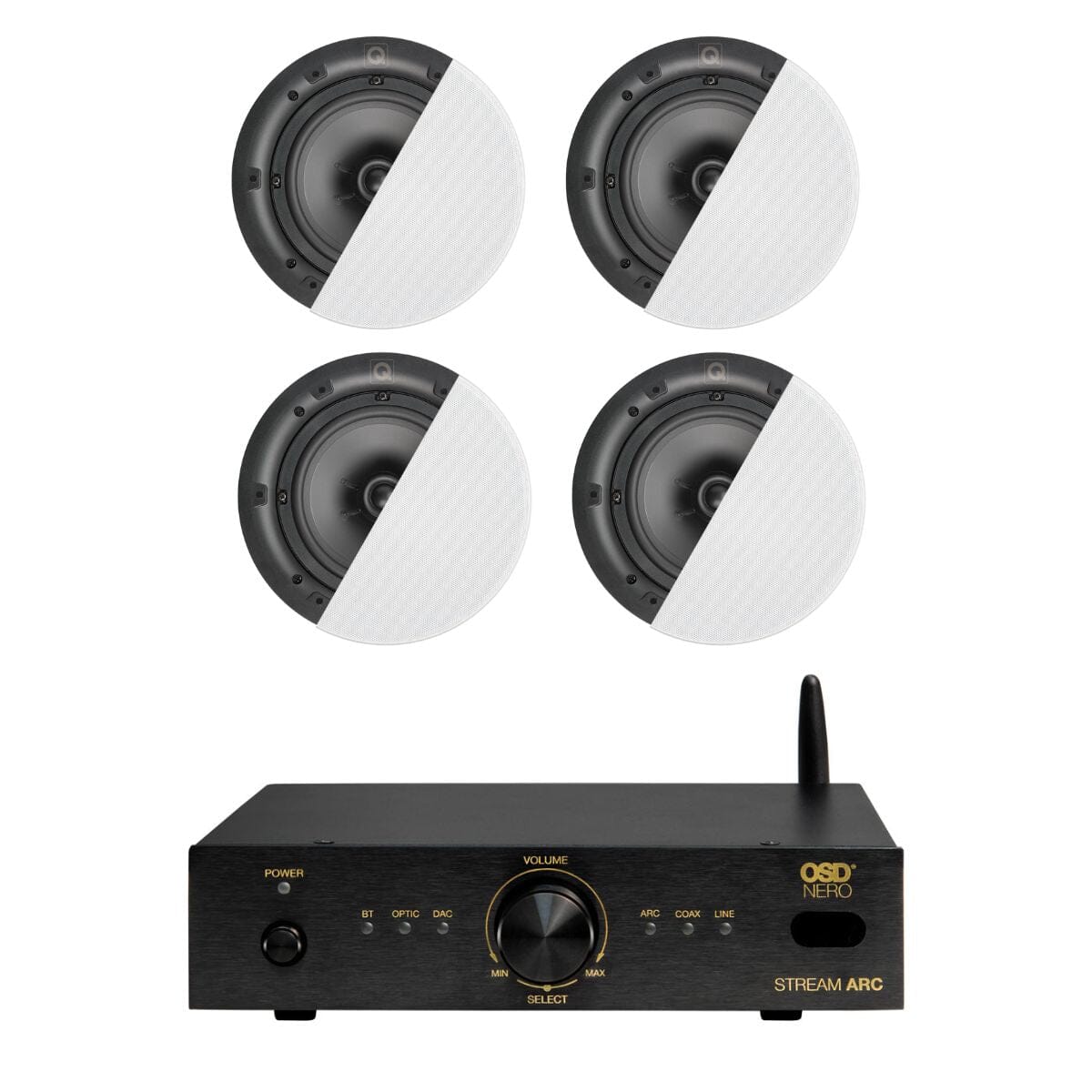 OSD Audio Nero ARC Amplifier + Q Acoustics QI65C 6.5" Ceiling Speakers In Ceiling Speaker Systems OSD Audio / Q Acoustics Two Pairs 