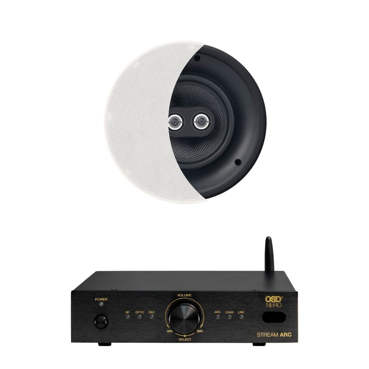 OSD Audio Nero Stream ARC Amplifier + ACE640TT 6.5" Stereo Ceiling Speaker In Ceiling Speaker Systems OSD Audio 