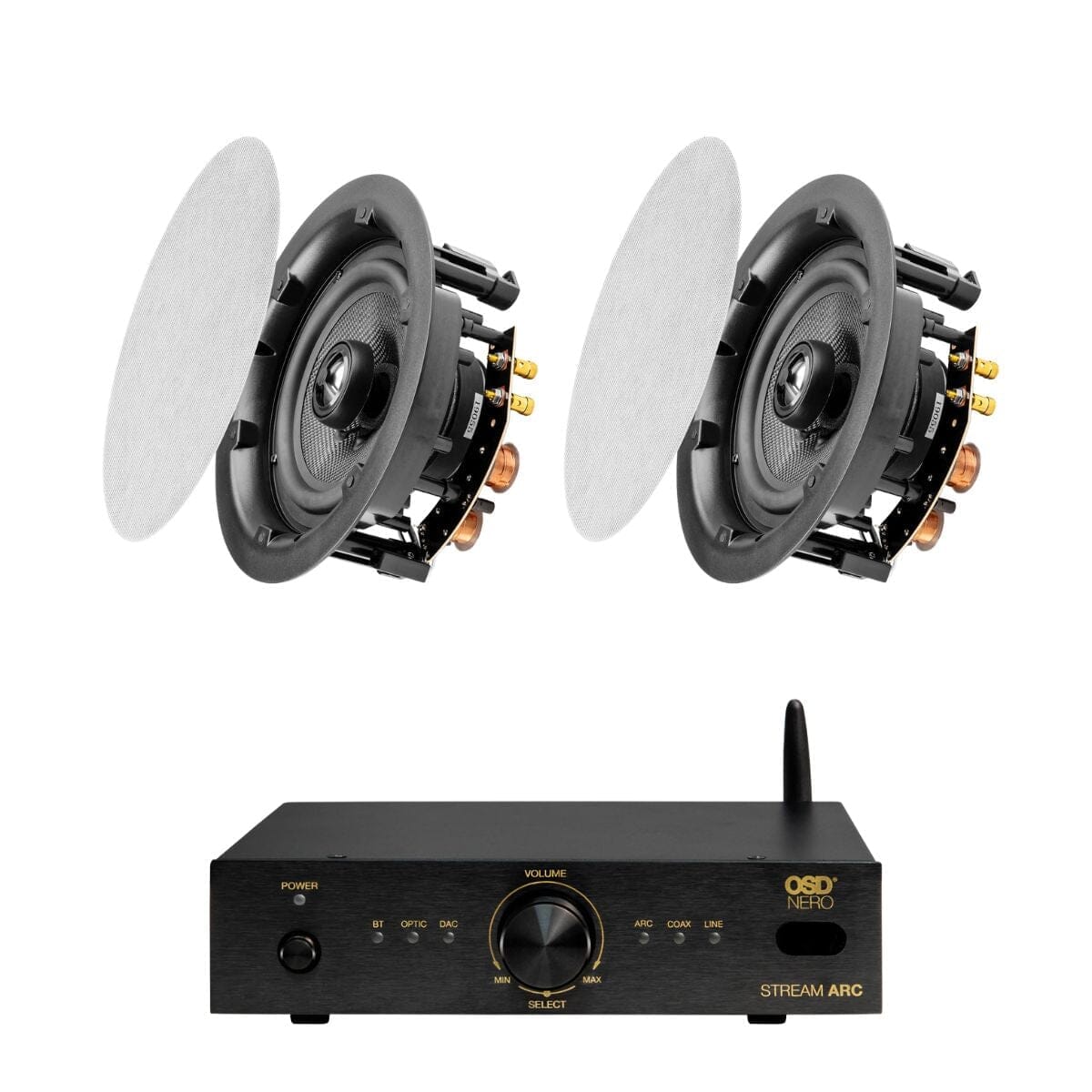 OSD Audio Nero Stream ARC Amplifier + ACE840 8" Ceiling Speakers In Ceiling Speaker Systems OSD Audio One Pair 