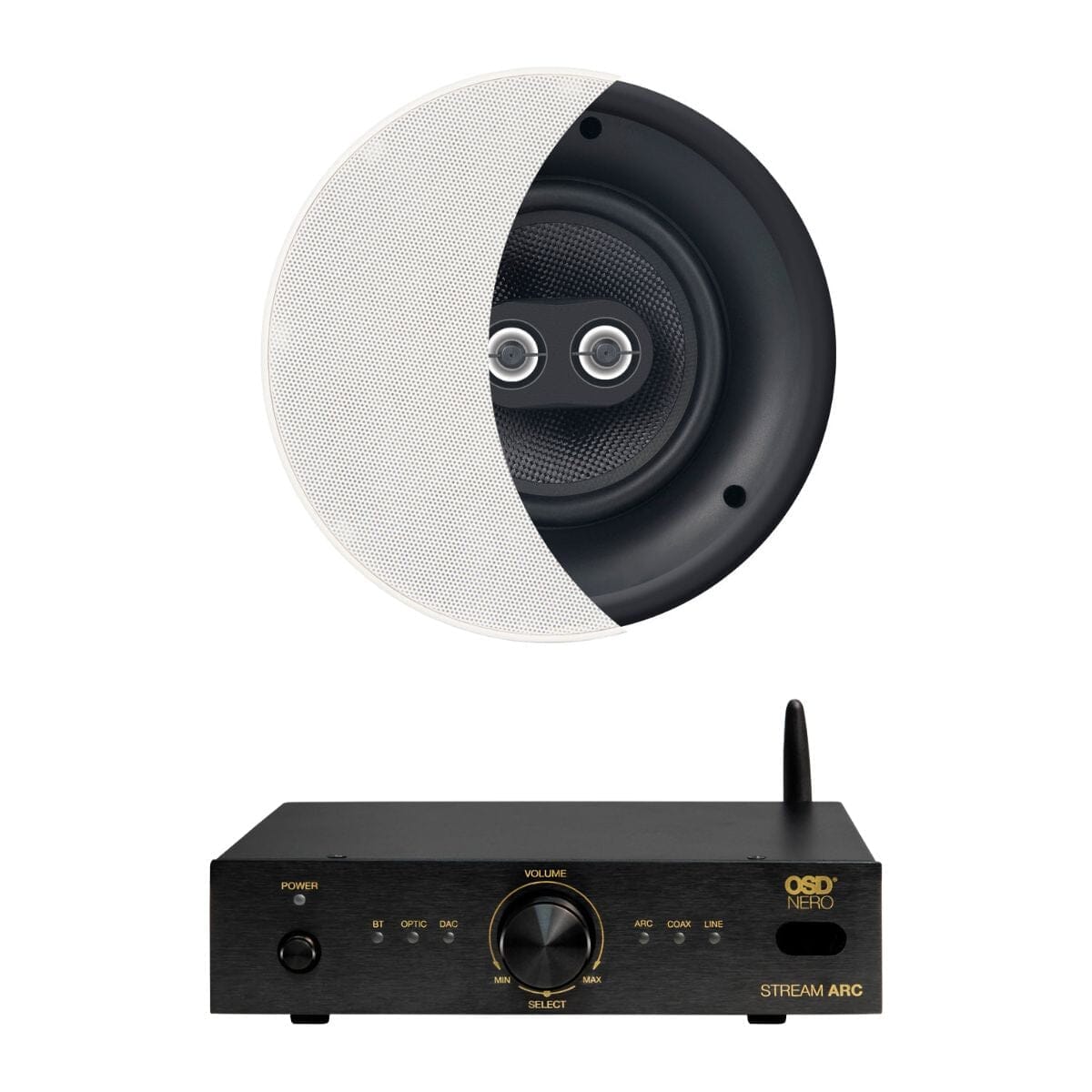 OSD Audio Nero Stream ARC Amplifier + ACE840TT 8" Stereo Ceiling Speaker In Ceiling Speaker Systems OSD Audio 