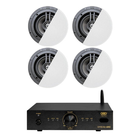 OSD Audio Nero Stream ARC Amplifier + R83 8" Ceiling Speakers In Ceiling Speaker Systems OSD Audio Two Pairs 