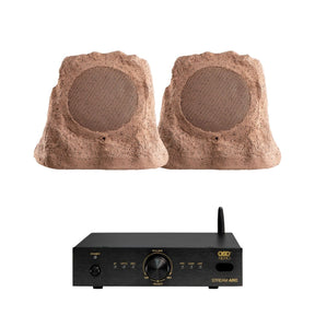 OSD Audio Nero Stream ARC Amplifier + RS670 Rock Speakers Outdoor Speaker Systems OSD Audio One Pair Brown 